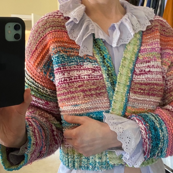 J Crew Long Sleeve Embroidered Ruffle-Collar Button Down Shirt with Eyelet - Picture 9 of 9